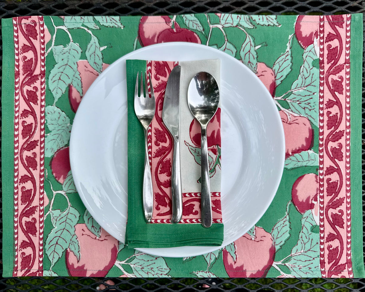 Block Print Placemat and Napkin 12 Pcs Set
