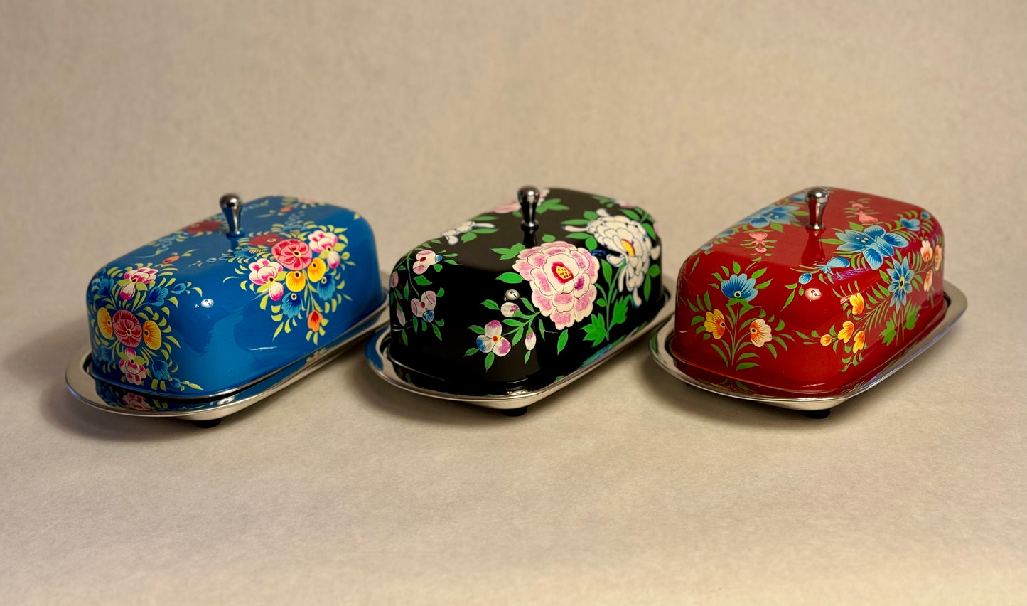 Hand Painted Butter Dish (large)