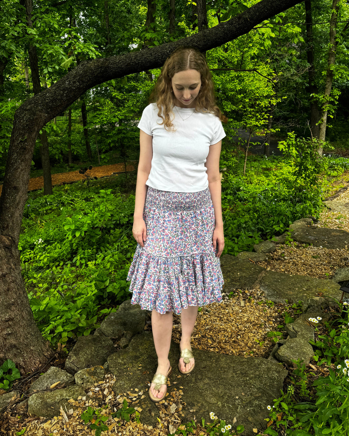 Block Print Flounce Skirt