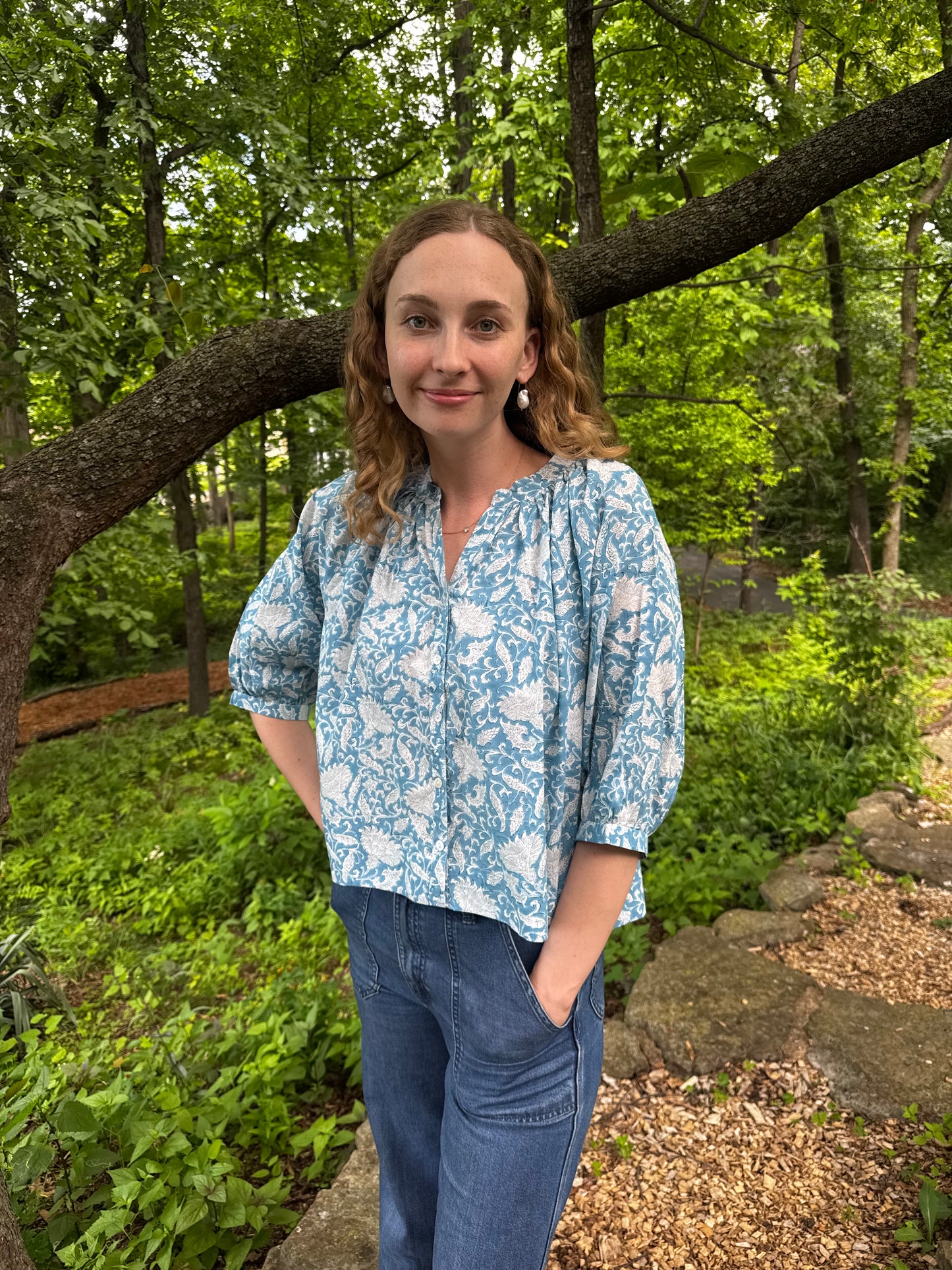 Block Print ¾ Sleeve Top