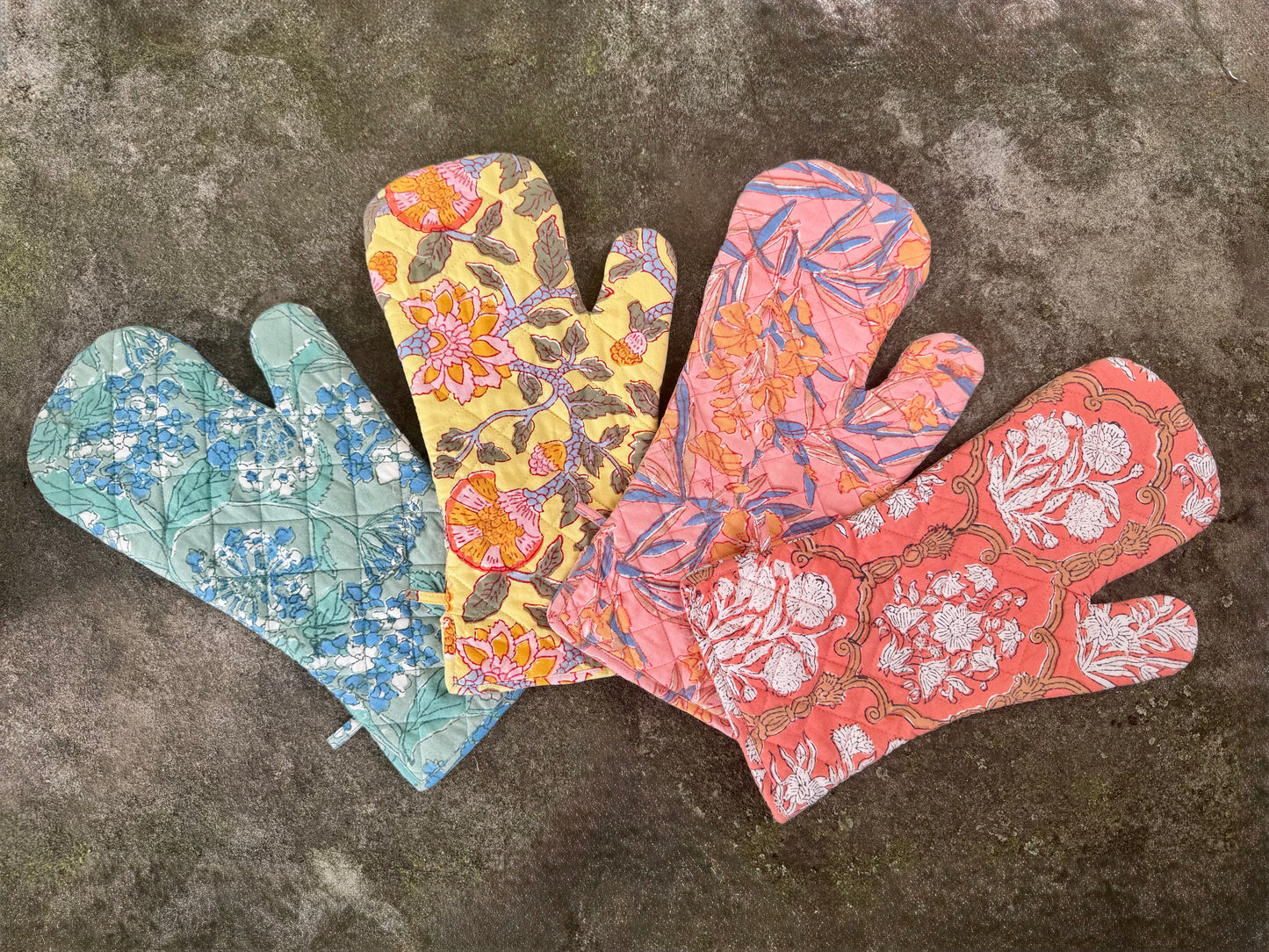 Hand Block Print Oven Mitt