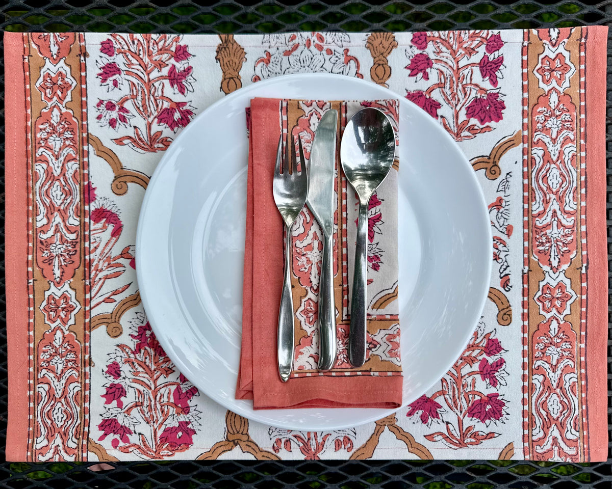 Block Print Placemat and Napkin 12 Pcs Set