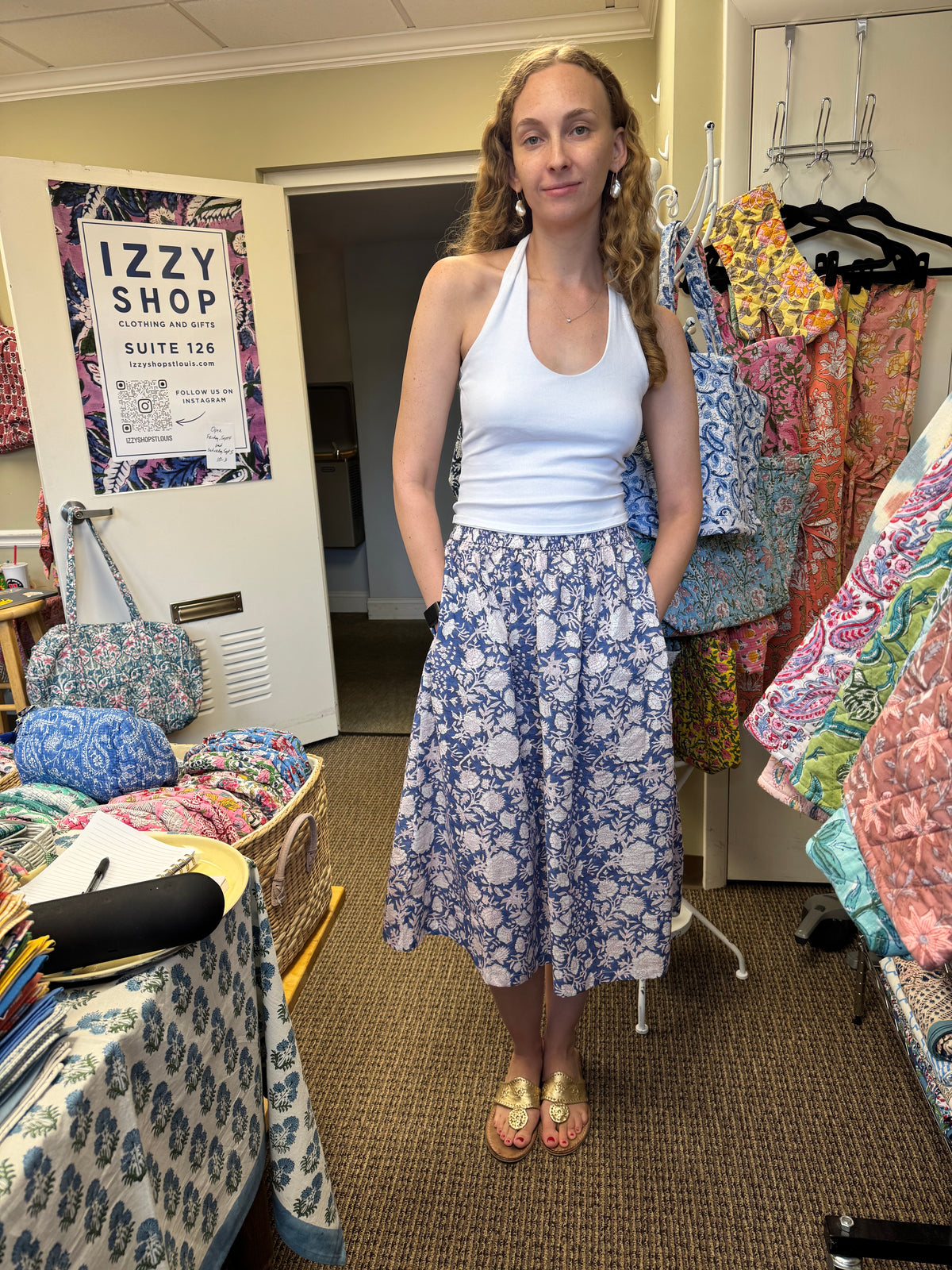 Block Print Midi Skirt