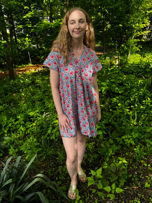 Block Print Short Sleeve Dress
