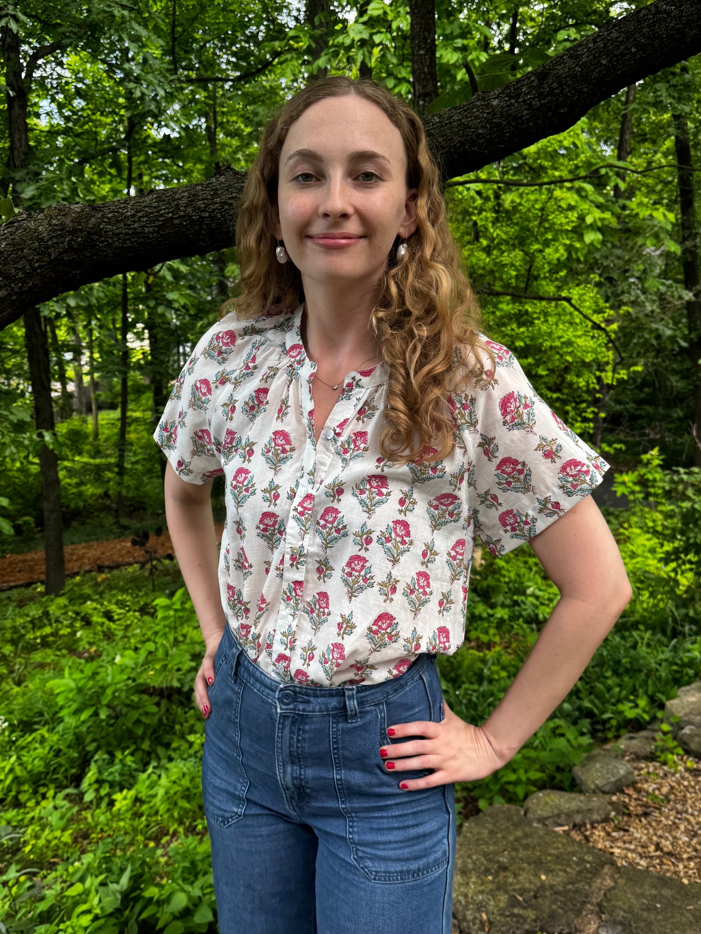 Block Print Half Sleeve Top