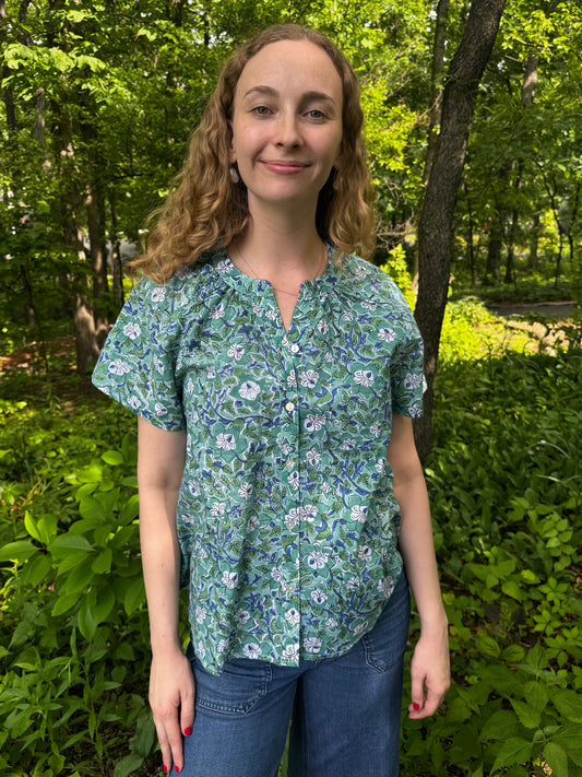 Block Print Half Sleeve Top