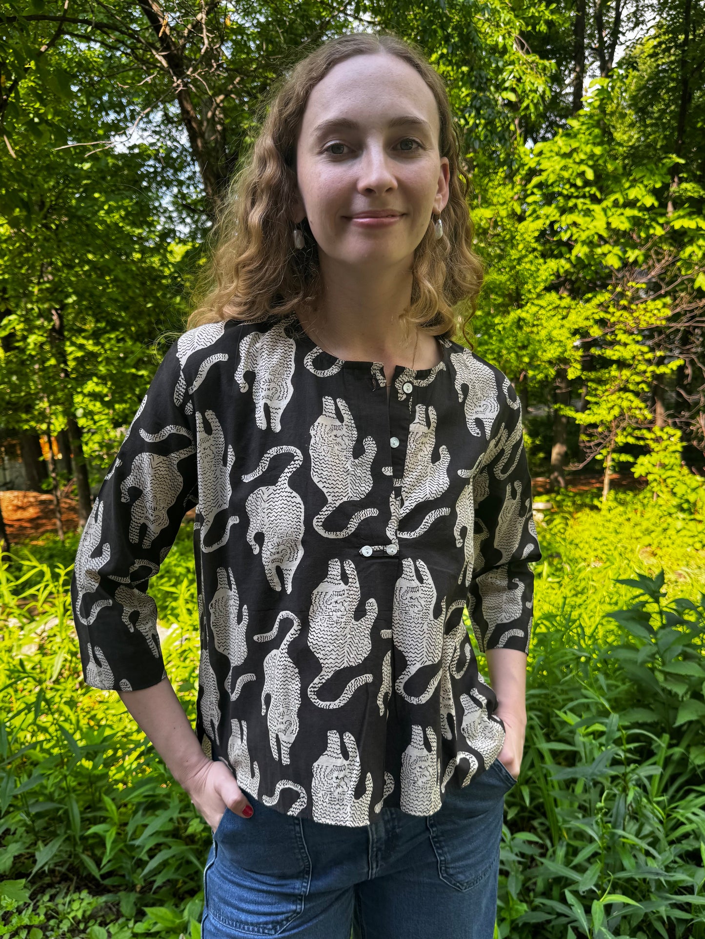 Block Print Midplacket Top