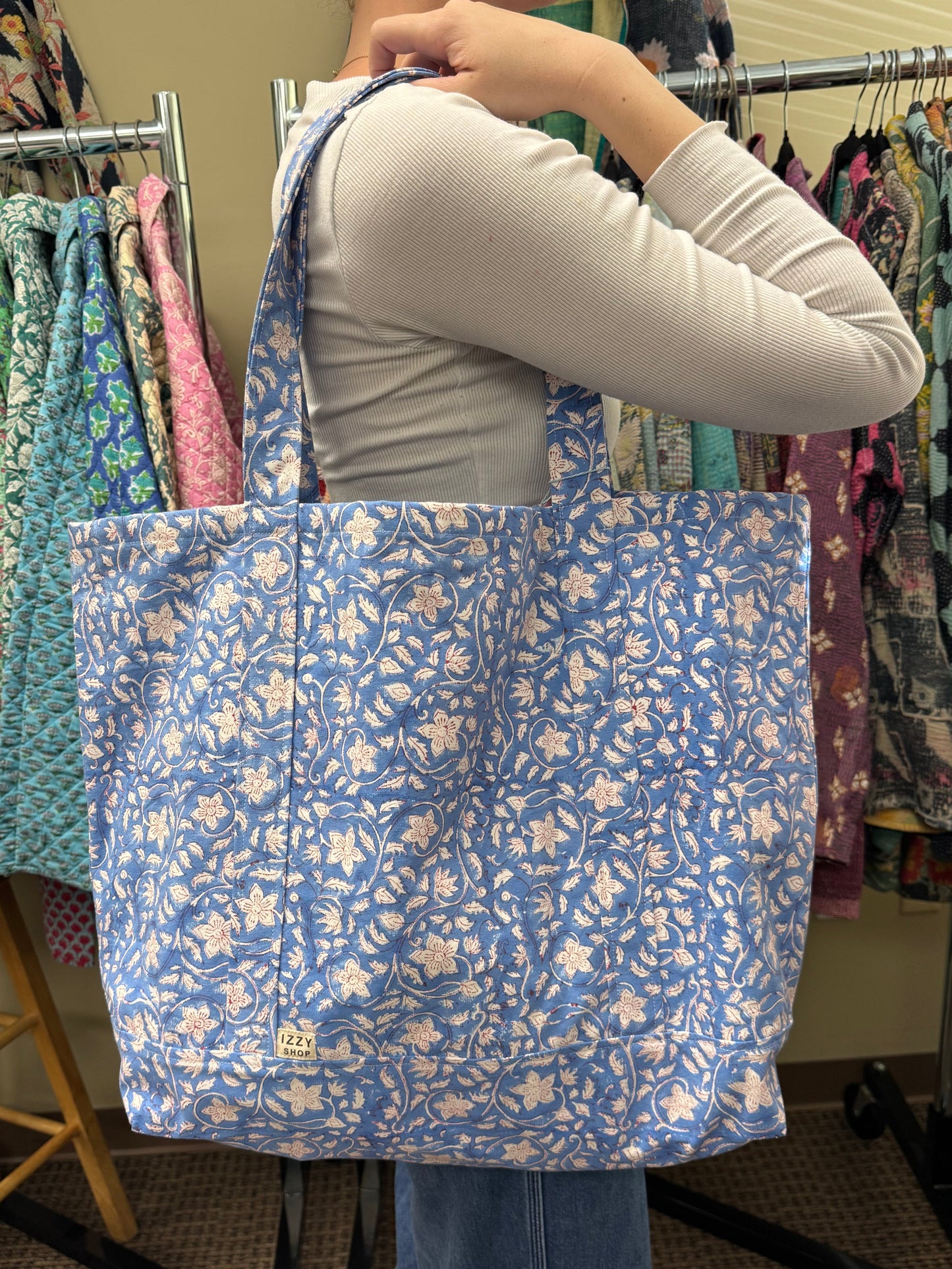 Block Print Canvas Tote