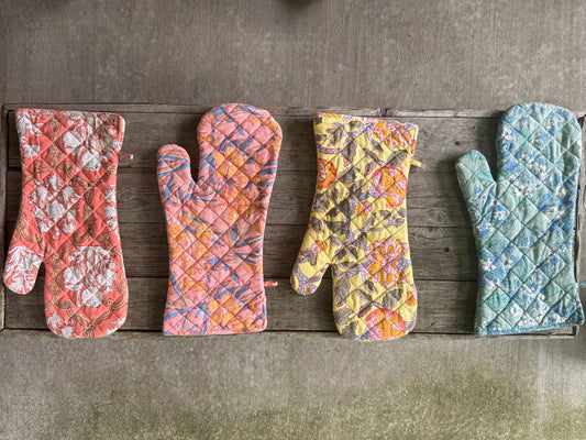Hand Block Print Oven Mitt