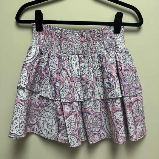 Block Print Ruffle Mini Skirt