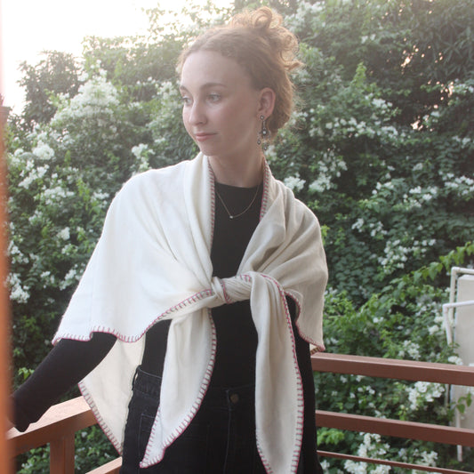 Hadley Hand Embroidered Yak Wool Shawl