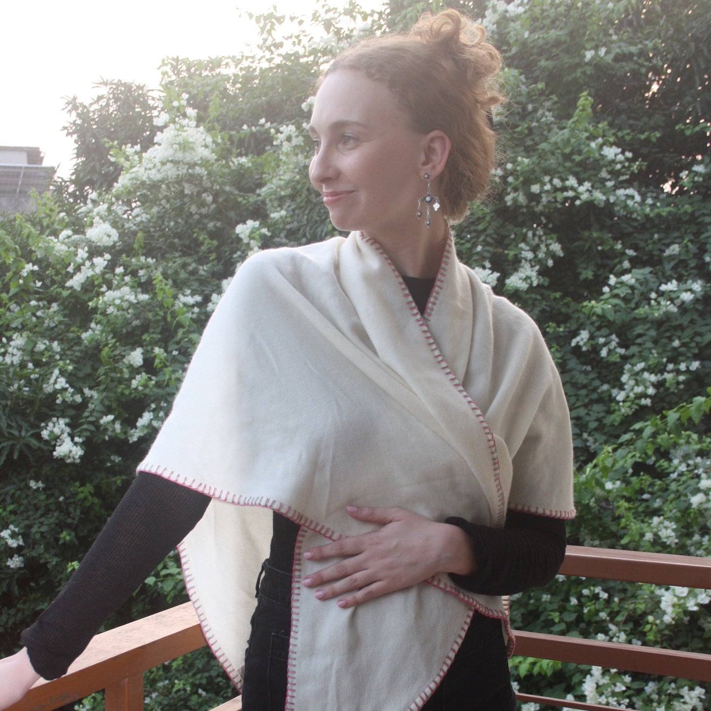 Hadley Hand Embroidered Yak Wool Shawl